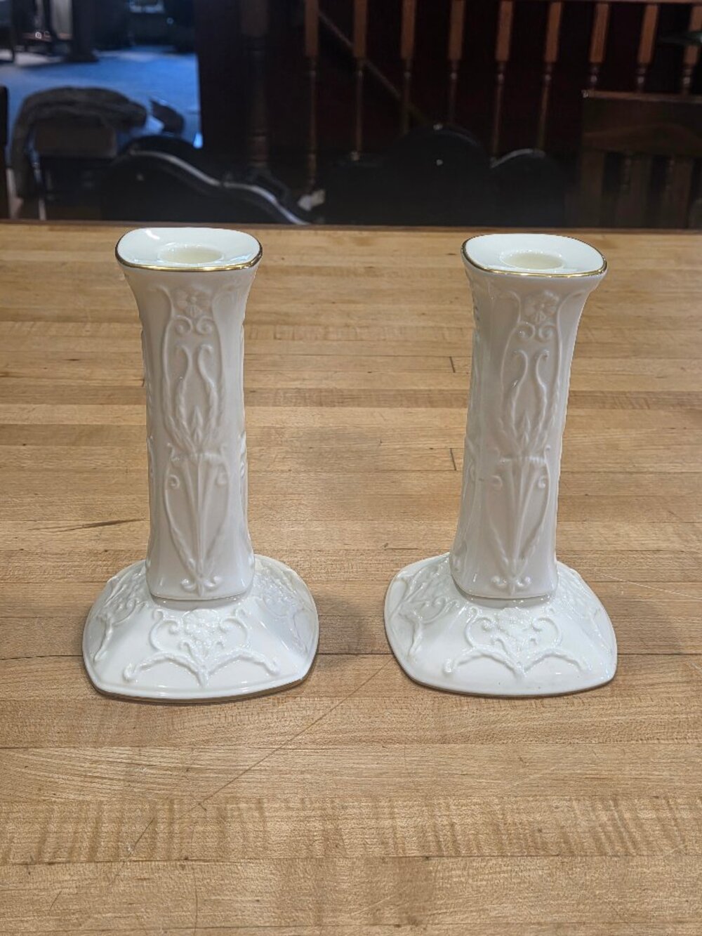 Vintage Pfaltzgraff American Artware Ivory Bone China Candlesticks Pair